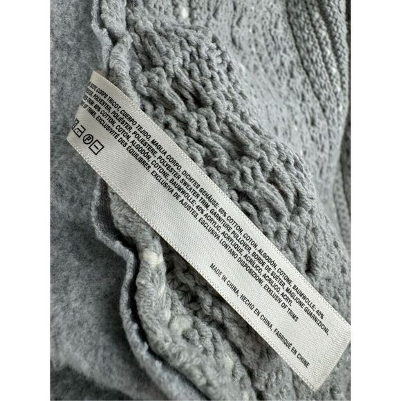 Anthropologie Saturday Sunday Women's Crochet Open Cardigan Sweater Gray Medium - Picture 4 of 7